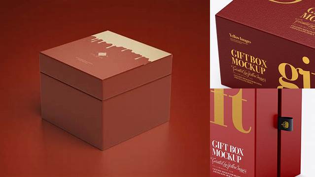 868+ Textured Gift Box PSD Mockup Half Side View High-Angle Shot Versatile Photoshop Freebie