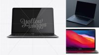 8680+ Apple MacBook Space Grey PSD Mockup 3/4 Left View Creative High-Resolution PSD Freebie