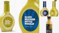 8683+ Mustard Glass Bottle with Flip-Top Cap PSD Mockup Premium Free Graphic Resource