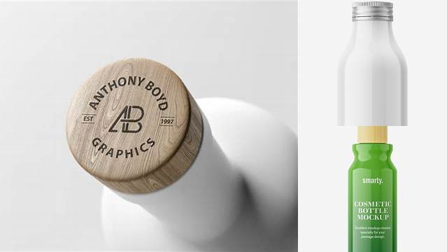 8684+ Glossy Bottle With Wooden Cap PSD Mockup Custom PSD Mockup Template