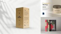 8686+ Blue Jar with Paper Box PSD Mockup Creative Layered Mockup Freebie