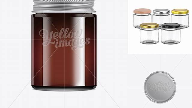 8690+ Dark Brown Glass Jar With Metal Lid 150ml Versatile Photoshop Freebie