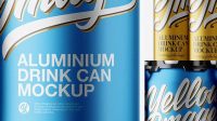 8690+ Pack with 6 Matte Metallic Aluminium Cans with Plastic Holder Front View Free Graphic Design Mockup File