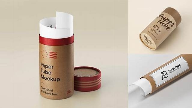 8692+ Opened Paper Tube PSD Mockup Front View High-Angle Shot Download Free Premium Design PSD