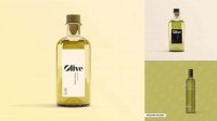 8693+ 0.5L Green Glass Olive Oil Bottle PSD Mockup Front view Layered PSD File Free Download