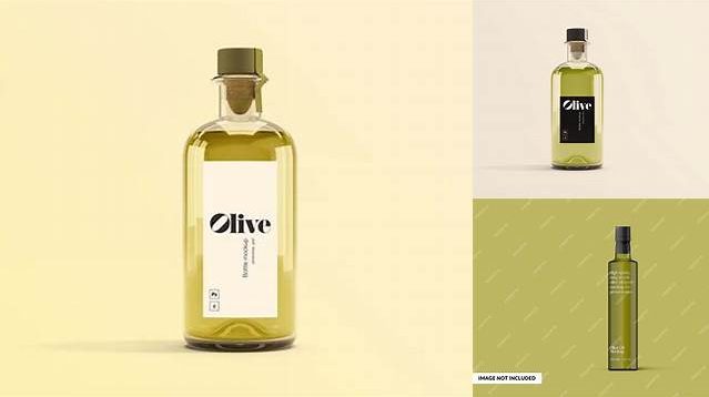 8693+ 0.5L Green Glass Olive Oil Bottle PSD Mockup Front view Layered PSD File Free Download