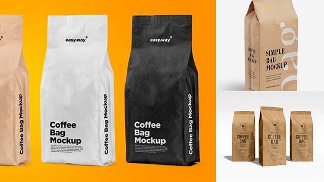 8693+ 1kg Kraft Paper Coffee Bag PSD Mockup Fully Editable PSD Template