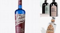 8693+ Blue Glass Liquor Bottle PSD Mockup High-End Photoshop Mockup