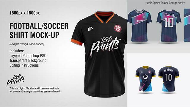 8693+ Mockup Camiseta Futbol Gratis Fully Layered PSD Freebie