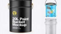 8695+ 20L Matte Paint Bucket PSD Mockup Professional Quality Freebie PSD File