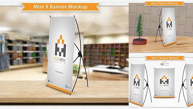 8696+ Mini X Banner Mockup Custom PSD Mockup Template