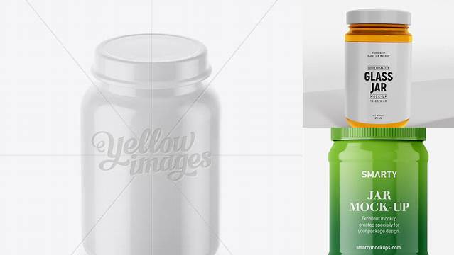 8697+ Glossy Jar With Baby Food PSD Mockup High-Angle Shot Smart Design Template Free