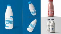 8703+ Plastic Milk Bottle PSD Mockup Front View Modern Free PSD Template