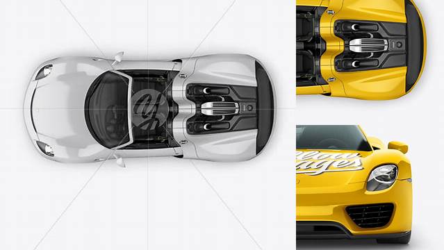 8705+ Porsche 918 Spyder PSD Mockup Top view Versatile Mockup for Designers