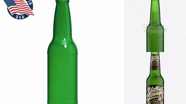 8706+ 275ml Longneck Green Bottle PSD Mockup Editable Graphic Design Files