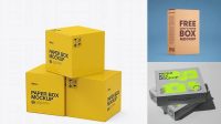 8707+ Three Paper Boxes PSD Mockup Half Side View Include TIFF