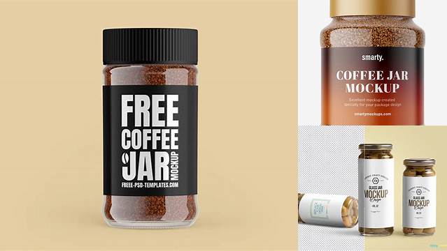 8709+ Glossy Coffee Jar PSD Mockup Editable Photoshop Free Mockup