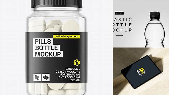 8711+ Clear Plastic Bottle With Tablets PSD Mockup Editable Photoshop Free Mockup