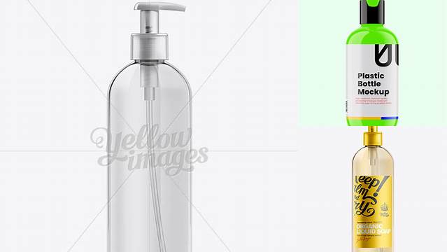 8712+ Clear Plastic Lotion Bottle with Batcher PSD Mockup Editable Mockup PSD