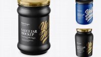 8715+ Matte Sauce Jar PSD Mockup High-Angle Shot Free PSD for Designers