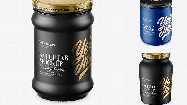 8715+ Matte Sauce Jar PSD Mockup High-Angle Shot Free PSD for Designers