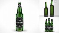 8716+ 750ml Green Glass Beer Bottle PSD Mockup Fully Layered Photoshop Freebie