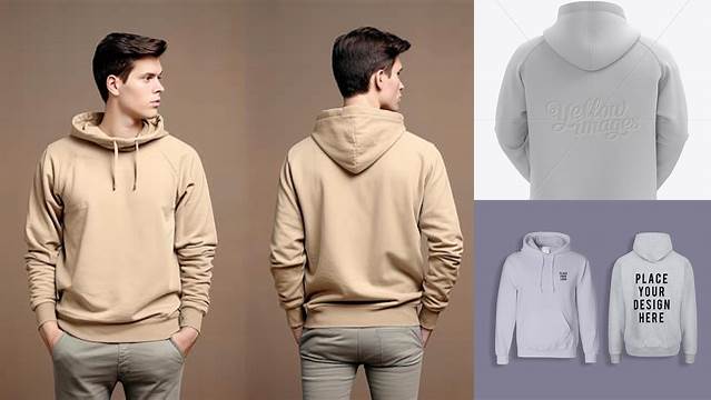 8717+ Men’s Hoodie Back View Versatile Photoshop Freebie