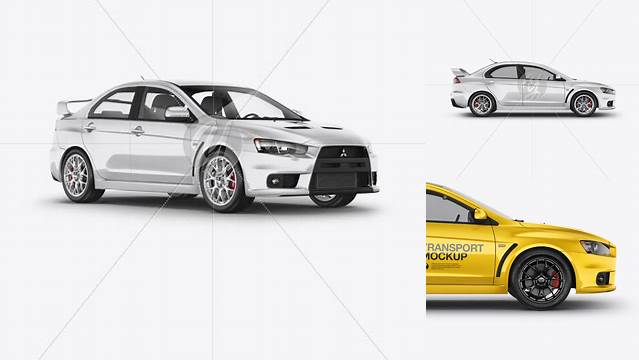 8721+ Mitsubishi Lancer Evolution X PSD Mockup Side View High-End Professional PSD Resources