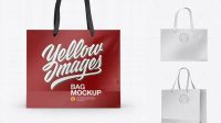 8724+ Glossy Bag with Raised Up Handles PSD Mockup Front & Top Views Smart Object-Based PSD Template Free