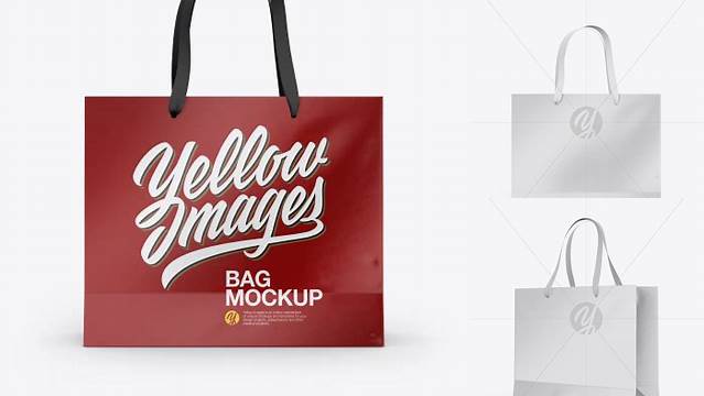 8724+ Glossy Bag with Raised Up Handles PSD Mockup Front & Top Views Smart Object-Based PSD Template Free