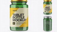 8724+ Green Pill Bottle With Metal Cap PSD Mockup High-Angle Shot Download Free Editable PSD Template