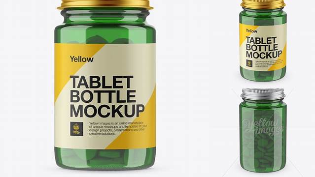 8724+ Green Pill Bottle With Metal Cap PSD Mockup High-Angle Shot Download Free Editable PSD Template