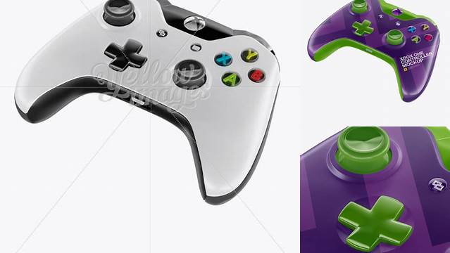 8725+ Xbox One Controller PSD Mockup Halfside View High-Angle Shot Include TIFF