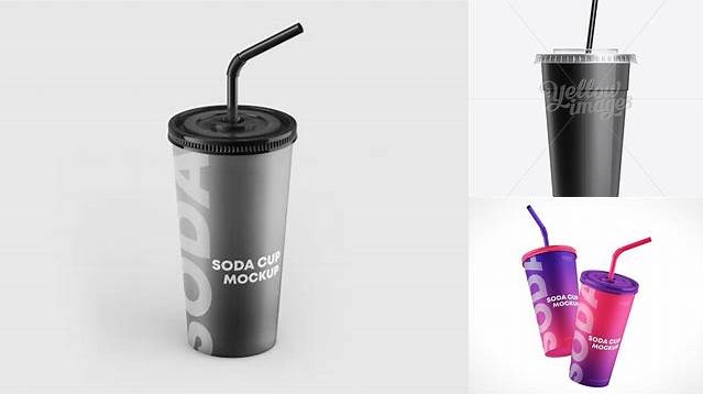 8726+ Soda Cup With Straw Black High-Resolution PSD Download