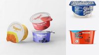 8730+ Glossy Yogurt Cup PSD Mockup Front View High-Angle Shot Creative Digital PSD Download