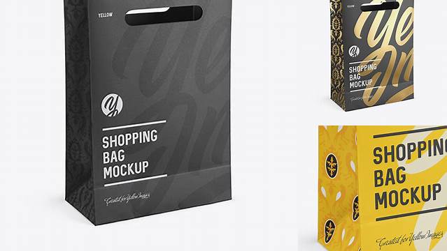 8732+ Paper Shopping Bag PSD Mockup Halfside View High Angle Shot Creative Layered Design File