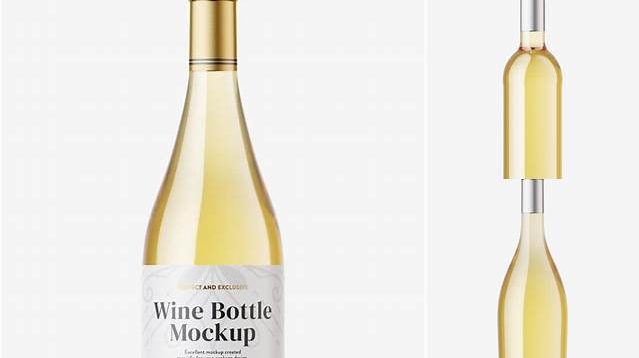 8734+ White Wine Glass Bottle PSD Mockup Customizable Design Files