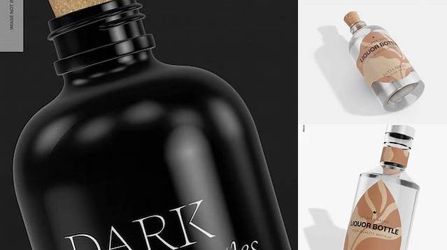 8737+ Glass Bottle with Liquor PSD Mockup Exclusive Editable PSD File