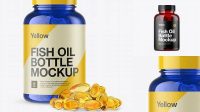 8739+ Blue Fish Oil Bottle PSD Mockup Front View Creative Free Photoshop Template