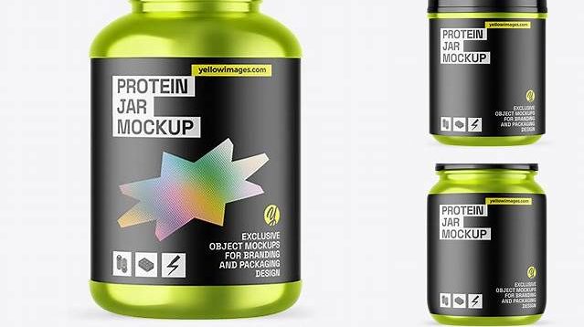 874+ Metallic Protein Jar PSD Mockup High-Angle Shot Advanced Editable PSD