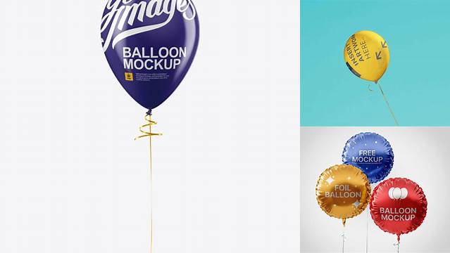 8740+ Balloon With Ribbon PSD Mockup Front View For Free Download