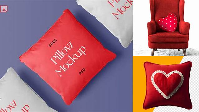 8744+ Heart Pillow PSD Mockup Top View Stylish PSD for Free