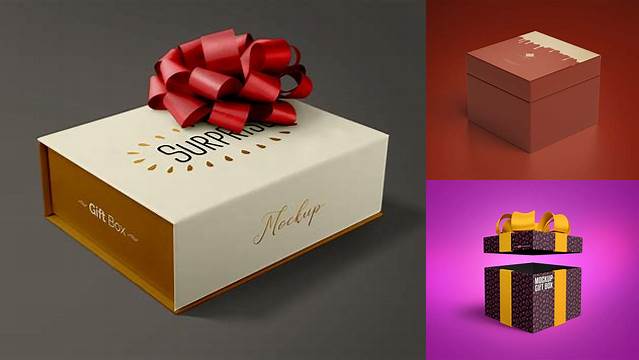 8745+ Metallic Gift Box PSD Mockup High-Resolution Editable PSD