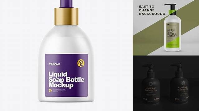 8748+ Frosted Bottle with Liquid Soap PSD Mockup Unique High-Resolution Design Freebie