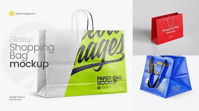 8748+ Glossy Paper Shopping Bag PSD Mockup Halfside View Download Free PSD