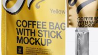 8748+ Metallic Coffee Bag With Valve PSD Mockup Half Side View Best for Showcase