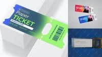 8749+ Matte Paper Ticket PSD Mockup Top View Premium Freebie for Designers