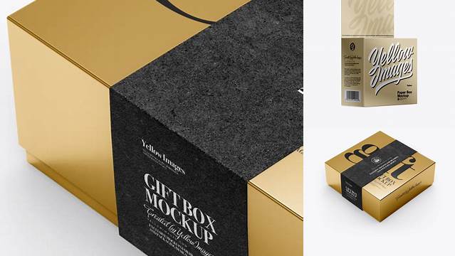 875+ Metallic Box With Book PSD Mockup Half Side View Smart Editable Design Mockup