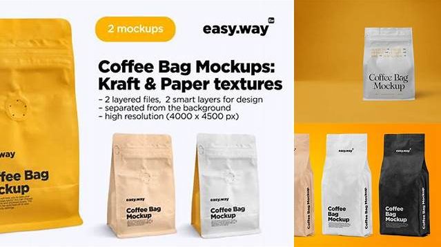 8754+ 500g Kraft Coffee Bag PSD Mockup Half Side View Download Premium Free PSD