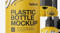 8754+ Matte Plastic Bottle With Carton Box & Case PSD Mockup Editable Design PSD File